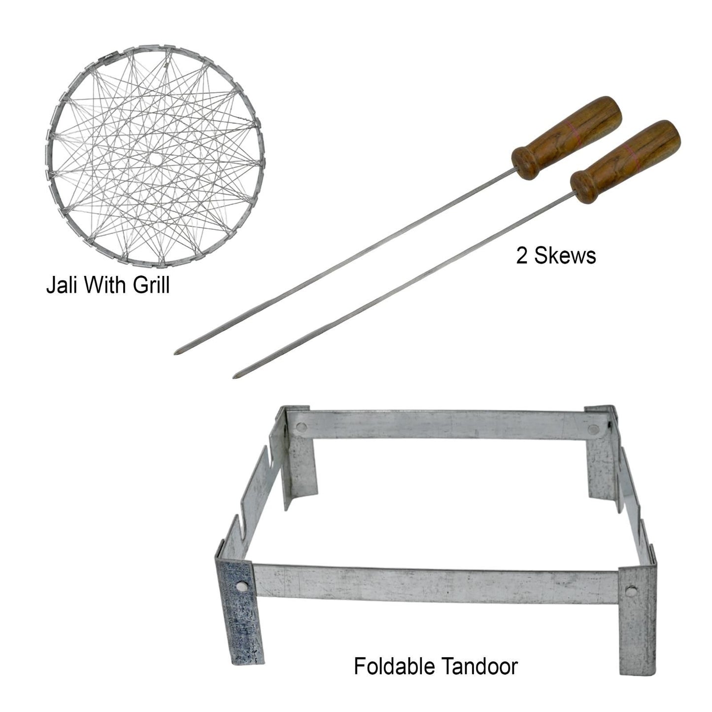 Barbeque Grill Stand with 2 Skewers & 1 Jali