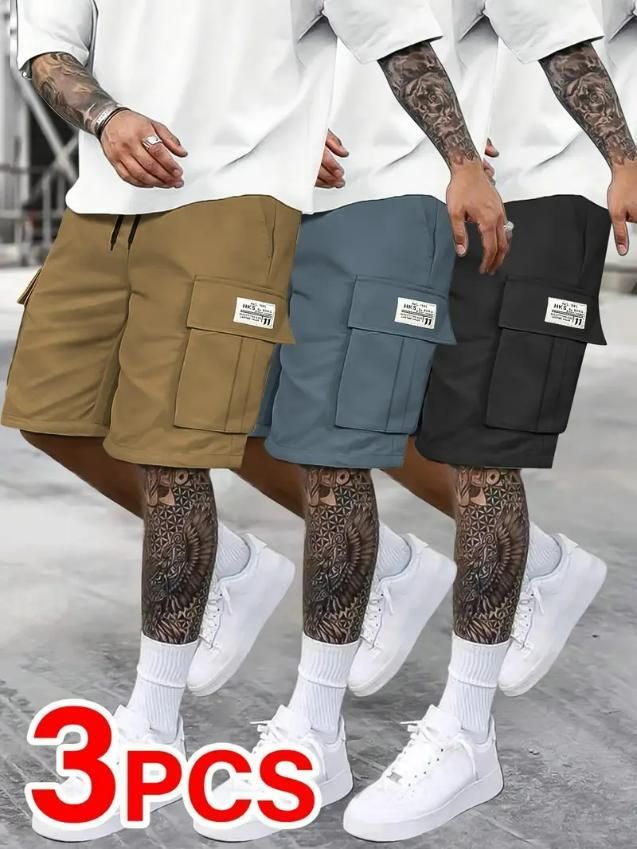 Men's Cotton Casual Cargo Shorts Pack of 3